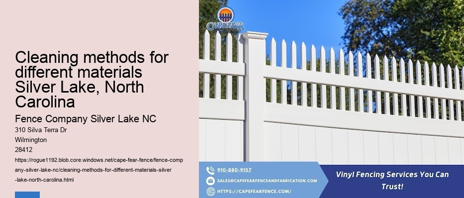 Cleaning methods for different materials Silver Lake, North Carolina