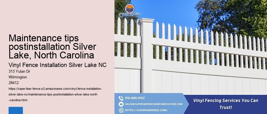 Maintenance tips postinstallation Silver Lake, North Carolina