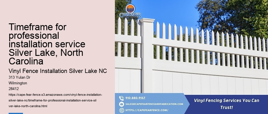Timeframe for professional installation service Silver Lake, North Carolina